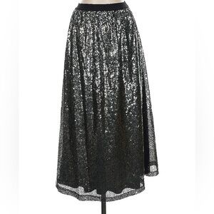 DR2 Women's Sparkling Sequin Midi Skirt - Silver and Black